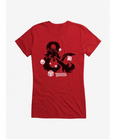 Special Dungeons & Dragons Dice Set Ampersand Girls T-Shirt $9.96 T-Shirts