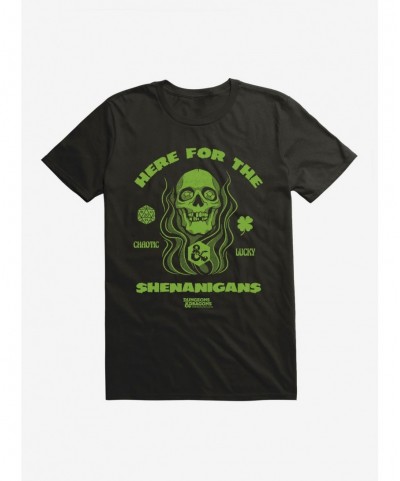 Low Price Dungeons & Dragons Here For The Shenanigans Skull T-Shirt $10.28 T-Shirts