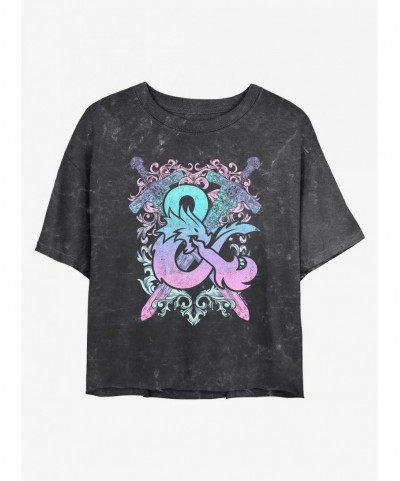 Hot Selling Dungeons & Dragons Pastel Logo Mineral Wash Girls Crop T-Shirt $9.25 T-Shirts