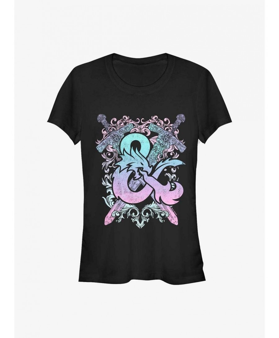 Premium Dungeons & Dragons Pastel Logo Girls T-Shirt $8.47 T-Shirts