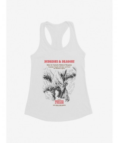 Discount Sale Dungeons & Dragons White Box Dragon and Flames Girls Tank $8.96 Tanks