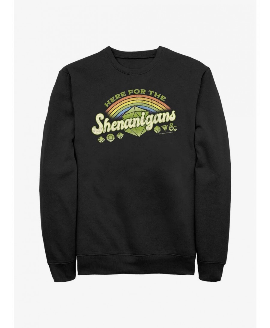 Hot Sale Dungeons And Dragons Here For Shenanigans Sweatshirt $11.81 Sweatshirts