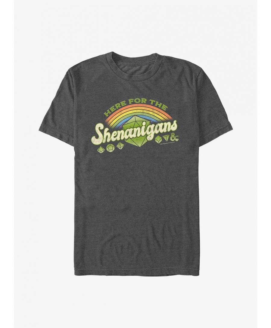 New Arrival Dungeons And Dragons Here For Shenanigans T-Shirt $9.80 T-Shirts