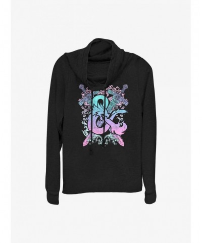 Low Price Dungeons and Dragons Pastel Logo Cowl Neck Long-Sleeve Top $21.10 Others