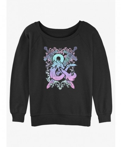 Festival Price Dungeons & Dragons Pastel Logo Girls Slouchy Sweatshirt $11.44 Sweatshirts