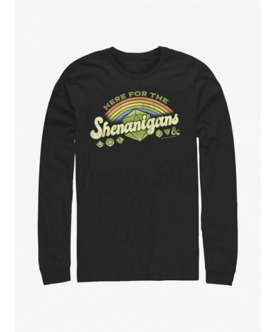 Discount Sale Dungeons And Dragons Here For Shenanigans Long-Sleeve T-Shirt $12.50 T-Shirts