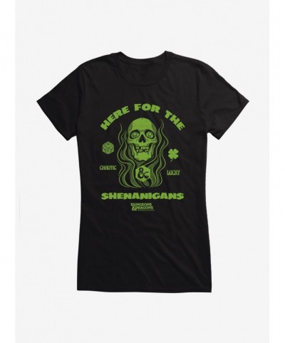 Wholesale Dungeons & Dragons Here For The Shenanigans Skull Girls T-Shirt $8.72 T-Shirts